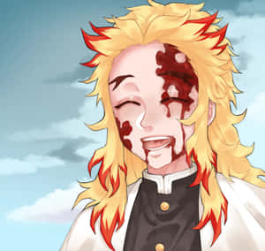 Animated Character Smiling With Blood Marks Wallpaper