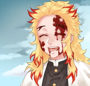 Animated Character Smiling With Blood Marks Wallpaper