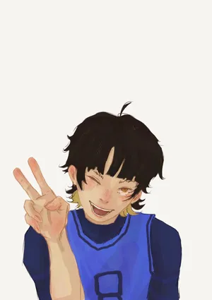 Animated Character Victory Sign Wallpaper