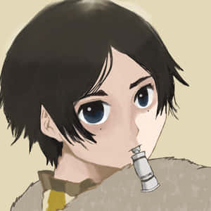 Animated Character With Asthma Inhaler Wallpaper