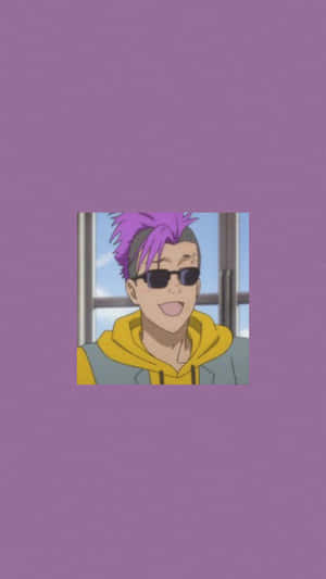 Animated Character With Purple Hairand Sunglasses Wallpaper