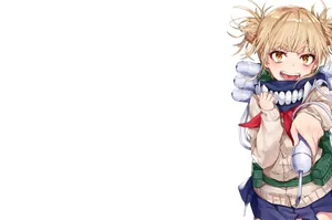 Animated Character With Toothy Smileand Scarf Wallpaper