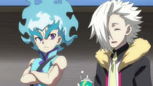 Animated Characters Blue Hairand White Hair Wallpaper