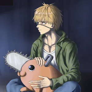 Animated Characterwith Chainsaw Wallpaper