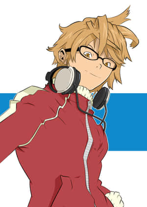 Animated Characterwith Headphones Wallpaper