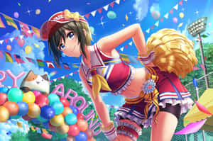 Animated Cheerleader Festival Celebration Wallpaper