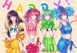 Animated Cheerleading Squad Happiness Wallpaper