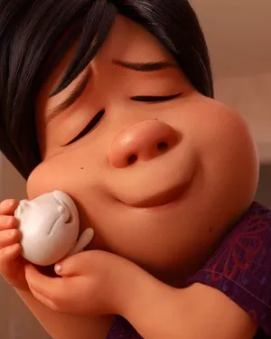 Animated Child Embracing Cat Figurine Wallpaper