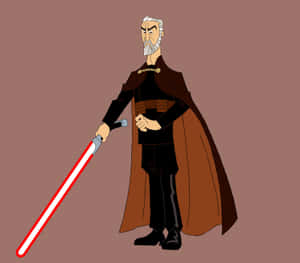 Animated Count Dooku With Lightsaber Wallpaper