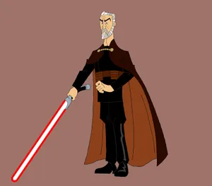 Animated Count Dooku With Lightsaber Wallpaper
