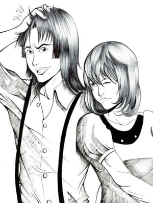 Animated Couple Sketch Wallpaper