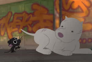 Animated Dogand Mouse Graffiti Background Wallpaper