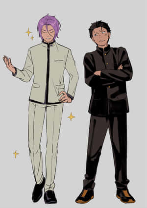 Animated Duo Stylish Outfits Wallpaper