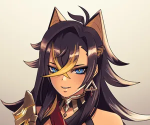 Animated Feline Warrior Portrait Wallpaper