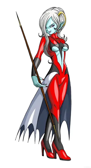 Animated Female Villainwith Spear Wallpaper