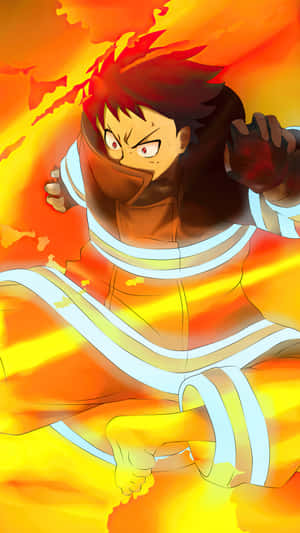 Animated Fire Character Charging Forward Wallpaper