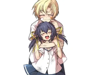 Animated Friends Embrace Wallpaper