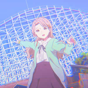 Animated Girl Ferris Wheel Backdrop Wallpaper