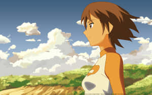 Animated Girl Gazing Into Distance Wallpaper