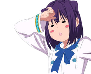 Animated Girl Saluting With Eyes Closed Wallpaper