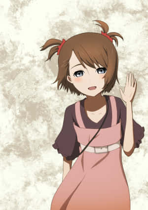 Animated Girl Waving Hello Wallpaper