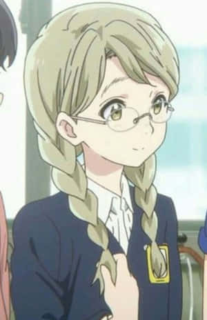 Animated Girl With Glassesand Braids Wallpaper