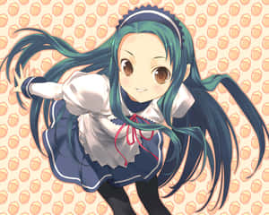 Animated Girl With Long Hairand Headband Wallpaper