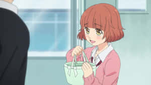 Animated Girl With Lunch Bag Wallpaper