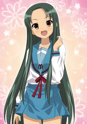 Animated Girlwith Long Hairand School Uniform Wallpaper