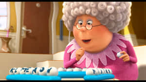 Animated Grandma Playing Scrabble Wallpaper