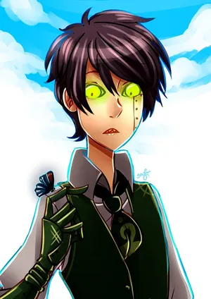 Animated_ Green Eyed_ Character_ Art Wallpaper