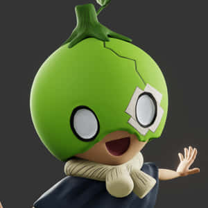 Animated Green Gourd Character Wallpaper