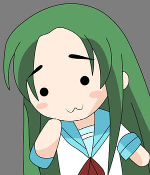 Animated Green Haired Girl Smiling Wallpaper
