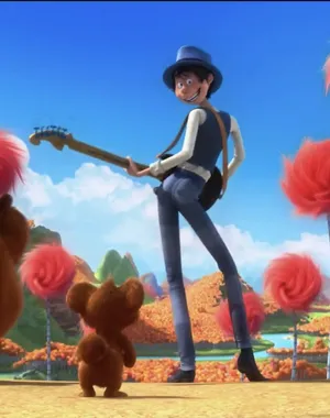 Animated Guitarist With Bear Audience Wallpaper