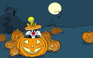 Animated Halloween Tweety Bird And Foxy Wallpaper