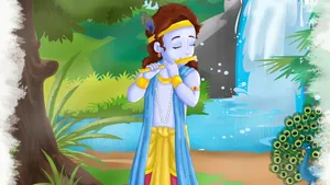 Animated Krishna Waterfalls Wallpaper
