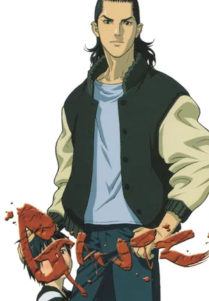 Animated Man Holding Crab Wallpaper