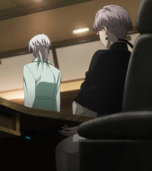 Animated Meeting Discussion Two People Wallpaper