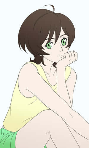 Animated Miki Makimura Pensive Pose Wallpaper