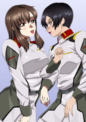 Animated Military Officers Conversation Wallpaper