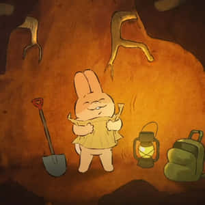 Animated Mining Rabbit Cave Adventure Wallpaper