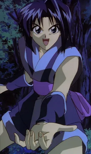 Animated Ninja Girl Forest Background Wallpaper