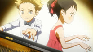 Animated Piano Duet Performance Wallpaper
