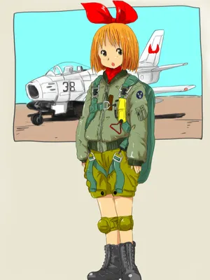 Animated Pilot Girland Fighter Jet Wallpaper