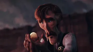 Animated Prospector Holding Gold Nugget Wallpaper