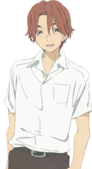 Animated Red Haired Boyin White Shirt Wallpaper