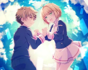 Animated School Children Celebration Wallpaper