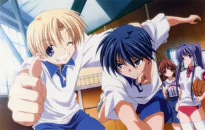 Animated School Friends Action Pose Wallpaper