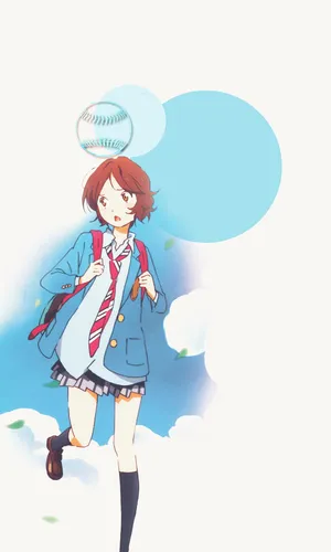 Animated Schoolgirl Dreamingof Baseball Wallpaper