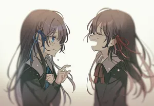 Animated Schoolgirls Emotional Exchange Wallpaper